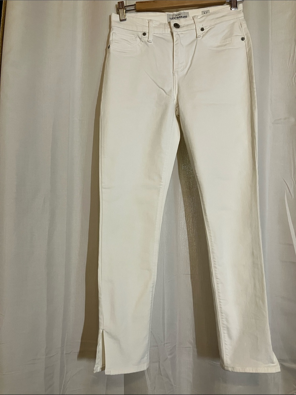 Lucky Brand White Ankle Crop Slim Straight Jeans